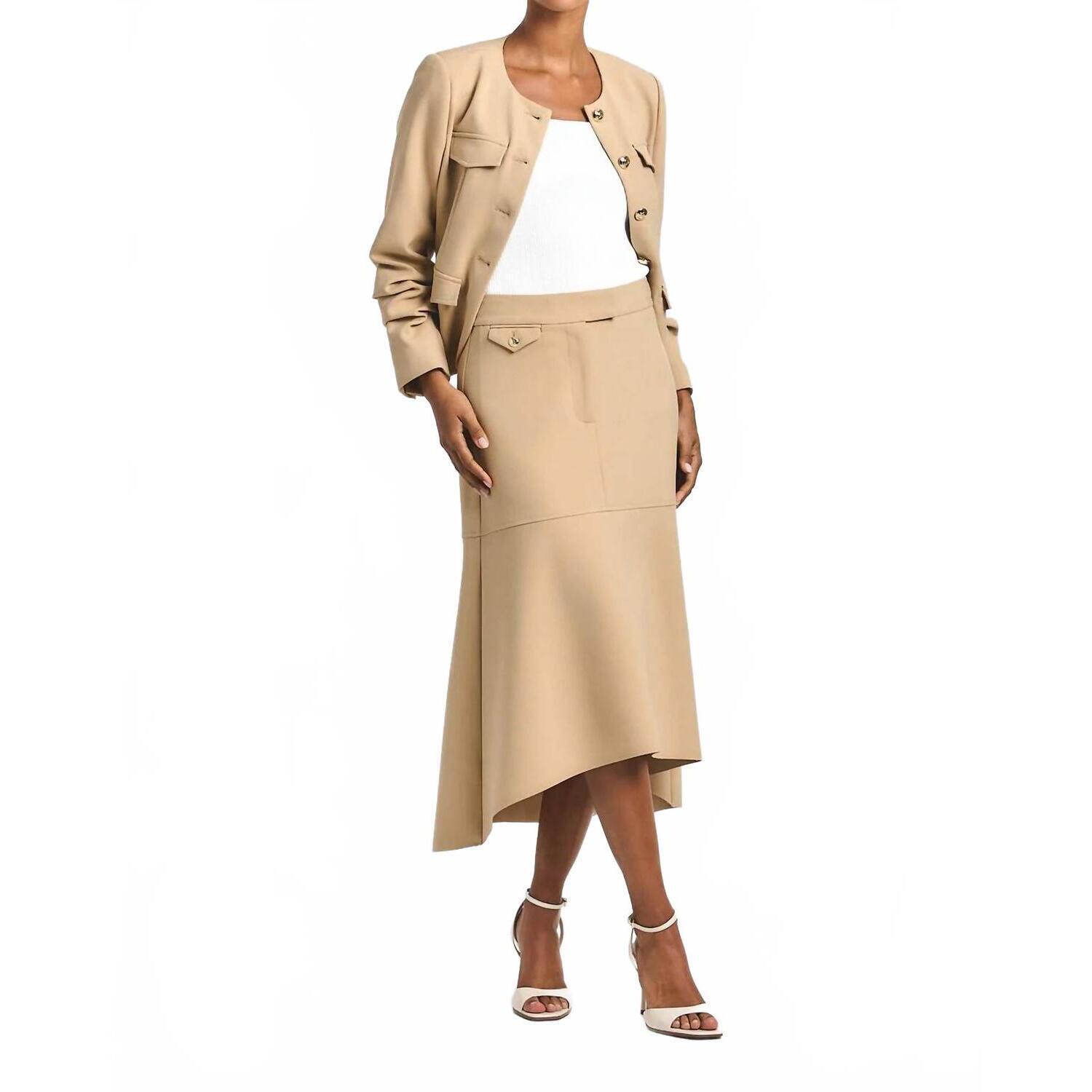 New Derek Lam 10 Crosby Nicolette Midi Skirt In Camel